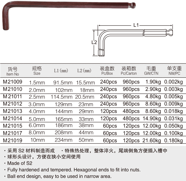 工業(yè)級(jí)球頭特長(zhǎng)內(nèi)六角扳手(圖1)