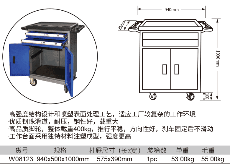 2抽屜維修工具車(圖1)